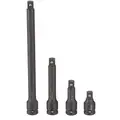 Impact Socket Extension Set, Alloy Steel, Black Oxide, Overall Length 2", 3", 5", 10"