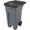 BRUTE 32 gal. Rectangular Flat Top Roll Out Trash Can, 37-5/32"H, Gray
