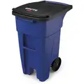 Rubbermaid BRUTE 32 gal. Rectangular Flat Top Roll Out Trash Can, 37-5/32"H, Blue