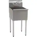 Utility Sink: Eagle, Stainless Steel, 39 1/2 in Overall Ht, 25 3/8 in Overall Lg, 13 3/4 in Bowl Dp