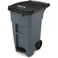 Rubbermaid BRUTE 32 gal. Rectangular Flat Top Roll Out Trash Can, 37-5/32"H, Gray