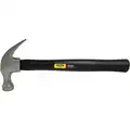 Stanley Straight Claw Hammer: Steel, Textured Grip, Wood Handle, 16 oz. Head Wt, 13 in Overall L, Smooth