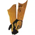 Caiman Welding Gloves: Wing Thumb, Extended Gauntlet Cuff, Premium, Black/Tan Deerskin, 1 PR