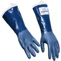 Daymark Coated Gloves: XL ( 10 ), 14 in Glove L, Sandy, Nitrile, Cotton, Blue, Gauntlet Cuff, 1 PR
