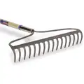 Westward Bow Rake: Steel, 3 in Lg of Tines, 16 1/4 in Overall Wd of Tines, 16 Tines, 60 in Handle Lg