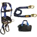 Blue Fall Protection Kit, 310 lb. Weight Capacity, Tongue Leg Strap Buckles