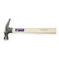 Westward Straight Claw Hammer: Steel, Plain Grip, Wood Handle, 20 oz Head Wt, 13 in Overall Lg, 1 in Face Dia