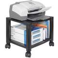 Mobile Printer Stand: Black, Plastic, 13 1/4 in Overall Dp, 14 1/4 in Overall Ht, 2 Shelves