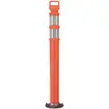 Permanent Mount Delineator Post: Permanent, Orange, 42 in Overall Ht, Looper Top, 42 in Conical Ht