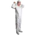 Keystone Hooded Disposable Coveralls with Elastic Cuff, KeyGuard Material, White, XL