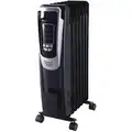 Dayton Portable Electric Heater: 1500W, 2 Heat Settings, Black, 25-1/4 in x 14-1/4 in x 11 in