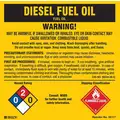 Label, DIESEL FUEL OIL, Sign Header No Header, Polyester, 5" x 5", Square, English