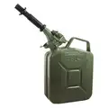Gas Can, Cold Rolled Steel, 1.32 gal, 5 L Capacity, 13" Height, 9" Length, 5" Width