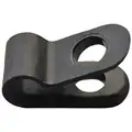 Cable Clamp: Nylon, Black, 1/2 in Cable Clamping Dia., 3/8 in Clamp Band Wd, 25 PK