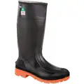 Honeywell Servus Rubber Boot, Men's, 10, Knee, Steel Toe Type, PVC, Steel, Black, Orange, 1 PR
