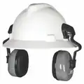 MSA Hard Hat Mounted, Full Brim only Ear Muffs, 25dB Noise Reduction Rating NRR, Dielectric Yes, Gray