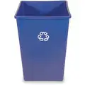 35 gal. Blue Stationary Recycling Container, Open Top