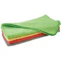 Medium Duty Microfiber Cloth, Green, Red, Yellow, Gray, 12" x 16", 12 PK