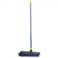 Quickie 60" Heavy-Duty Push Broom for Rough Floors; Synthetic, Blue Bristles