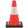 Jbc Revolution Traffic Cone: Not Approved for Roadway Use, Reflective, Grip Top with Black Base, 12 in Cone Ht, PVC