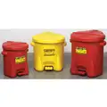 Floor Oily Waste Can, 10 gal., Polyethylene, Yellow, Foot Operated Self Closing
