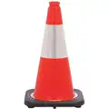 Jbc Revolution Traffic Cone: Day or Low Speed Roadway (40 MPH or Less), Reflective, 18 in Cone Ht, Orange, Std Cone