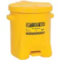 Floor Oily Waste Can, 6 gal., Polyethylene, Yellow, Foot Operated Self Closing