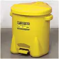 Eagle Floor Oily Waste Can, 14 gal., Polyethylene, Yellow, Foot Operated Self Closing