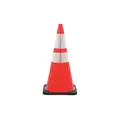 Jbc Revolution Traffic Cone: Night or High Speed Roadway (45 MPH or Higher), Reflective, 28 in Cone Ht, Orange, PVC