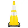 Jbc Revolution Traffic Cone: Not Approved for Roadway Use, Reflective, Grip Top with Black Base, 28 in Cone Ht, PVC