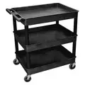 Utility Cart with Deep Lipped Plastic Shelves, 400 lb Load Capacity, Number of Shelves 3