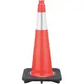 Jbc Revolution Traffic Cone: Day or Low Speed Roadway (40 MPH or Less), Reflective, 28 in Cone Ht, Orange, PVC