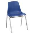 Chrome Steel Stacking Chair with Blue Seat Color, 4PK