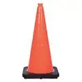 Jbc Revolution Traffic Cone: Not Approved for Roadway Use, Non-Reflective, Black Base, 4 in Cone Ht, Orange, PVC