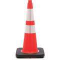 Jbc Revolution Traffic Cone: Night or High Speed Roadway (45 MPH or Higher), Reflective, 28 in Cone Ht, Orange, PVC