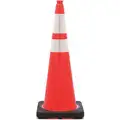 Jbc Revolution Traffic Cone: Night or High Speed Roadway (45 MPH or Higher), Reflective, 36 in Cone Ht, Orange, PVC