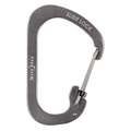 Locking Carabiner Clip: 2 in x 3 3/32 in, Stainless Steel, Silver