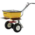 Snowex Broadcast Spreader, 160 lb. Capacity, Knobby Wheel Type, High Output Drop Type, Fixed T Handle