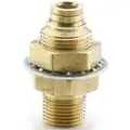 DOT Approved Male Bulkhead Male, Push-To-Connect Air Brake Fitting, Brass, 1/2"
