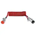 Tectran 15 ft. Dual to Single Pole Liftgate Cord, Coiled, 4 AWG, Metal Plugs, Black and Red