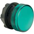 Schneider Electric Pilot Light Head, 22 mm, Green, Round, Smooth, Plastic