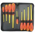 Westward Keystone Slotted/Phillips Insulated Screwdriver Set, Multicomponent, Number of Pieces: 9