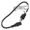 Power Cord, 16 AWG, Number of Conductors 3, PVC, Black, 13.0 A, 2 ft