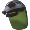 Sellstrom Ratchet Face Shield Assembly: Uncoated, Green W5 Welding Shade Visor, Polycarbonate, Black
