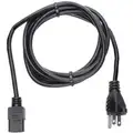 Power Cord, 18 AWG, Number of Conductors 3, PVC, Black, 10.0 A, 10 ft