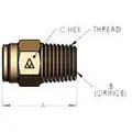 DOT Approved Male Connector, Push-To-Connect Air Brake Fitting, Brass, 8 mm x 1/8"