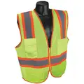 Condor Yellow/Green with Silver Stripe Traffic Vest, ANSI 2, Zipper Closure, M
