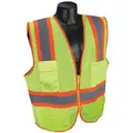 Condor Yellow/Green with Silver Stripe Traffic Vest, ANSI 2, Zipper Closure, L