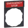 Schneider Electric 22mm Rectangular Emergency Stop Legend Plate, Plastic, White/Red
