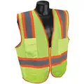 Condor Yellow/Green with Silver Stripe Traffic Vest, ANSI 2, Zipper Closure, 3XL